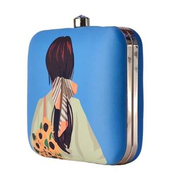 Women multicoloured printed box clutch for women with detachable strap 2