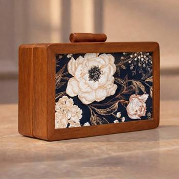 Women grey  white printed box clutchbag for women with detachable strap 2