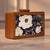 Women grey  white printed box clutchbag for women with detachable strap