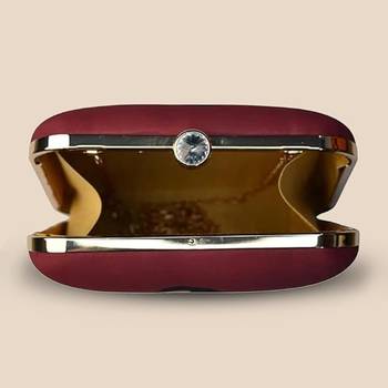 Burgundy & black printed box clutch bag for women with detachable strap 3