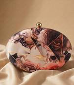 Abstract  rose printed clutch bag for women with detachable strap