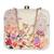 Womens birds floral printed clutch bag with detachable metal chain strap