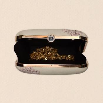 Womens birds floral printed clutch bag with detachable metal chain strap 3