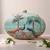 Sea green & gold-toned printed box clutchbag for women with detachable strap