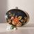 Black & orange floral printed half moon clutch bag for women with detachable strap