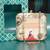 Cream-coloured & pink printed box clutch bag for women with detachable strap