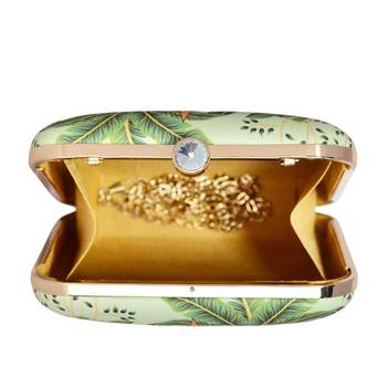 Cream-coloured & pink printed box clutch bag for women with detachable strap 2