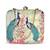 Women green  blue peacock printed box clutchbag for women with detachable strap