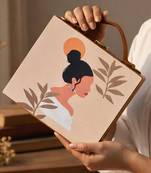Bun woman printed suitcase style box clutch bag for women with detachable strap
