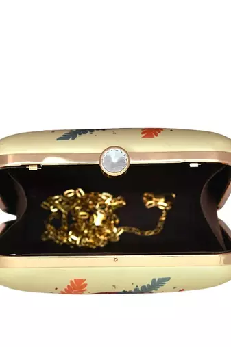 Woman portrait printed box clutch bag for women with detachable strap