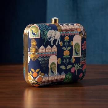 Floral embroidered box clutchbag for women with detachable strap 2