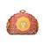 Maroon durga printed d-shape clutch for women with detachable chain starp