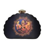 Durga printed d-shape clutch for women with detachable chain starp