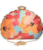 Multicolor floral printed box clutch bag for women with detachable strap