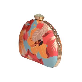 Multicolor floral printed box clutch bag for women with detachable strap 2