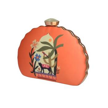 Printed half moon clutch bag for women with detachable strap 2