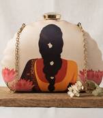Printed box clutchbag for women with detachable strap