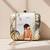 Casual printed girl portarait box clutch bag for women with detachable strap