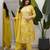 Women's Cotton Embroidered Kurta Pant with Dupatta -Yellow