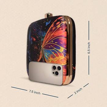 Printed box clutch bag for women with detachable strap 2