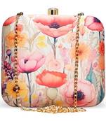 Printed box clutch bag for women with detachable strap