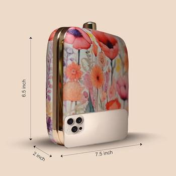 Printed box clutch bag for women with detachable strap 2