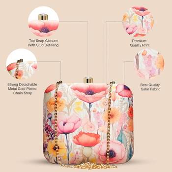 Printed box clutch bag for women with detachable strap 3