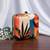 Floral printed box clutch bag for women with detachable strap