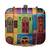 Multicolor doors printed square clutch bag for women