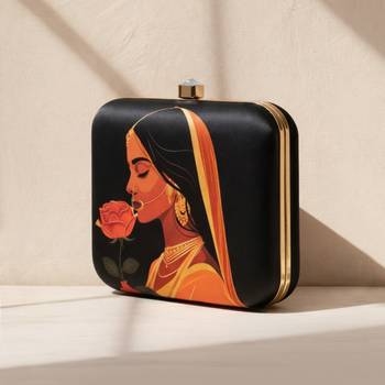 Printed box clutch bag for women with detachable strap 2