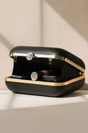 Printed box clutch bag for women with detachable strap