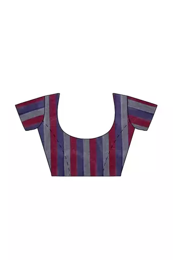 royal navy striped cotton blend saree
