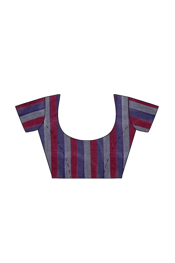 royal navy striped cotton blend saree