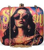 Multicolor girl boss artistic print box clutch sling purse quirky art
