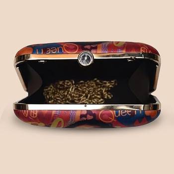 Multicolor girl boss artistic print box clutch sling purse quirky art 3