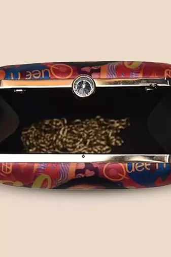 Multicolor girl boss artistic print box clutch sling purse quirky art