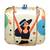 Multicolor girl with hat printed clutch box bag for women