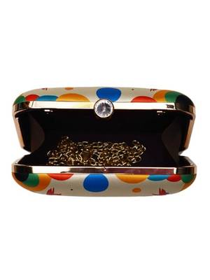 Multicolor girl with hat printed clutch box bag for women 3