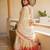 Ivory heavy silk embroidered anarkali gown set with sharara & dupatta