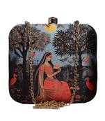 Women portarit printed box clutch for women with detachable strap
