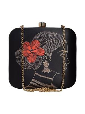 Black & red indian women printed trendy sling bag for girls 1