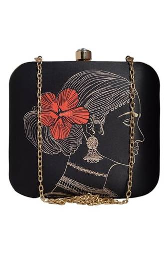 Black & red indian women printed trendy sling bag for girls