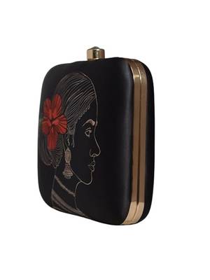 Black & red indian women printed trendy sling bag for girls 2