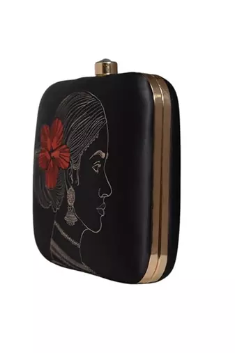 Black & red indian women printed trendy sling bag for girls