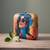 Printed box clutch bag for women with detachable strap