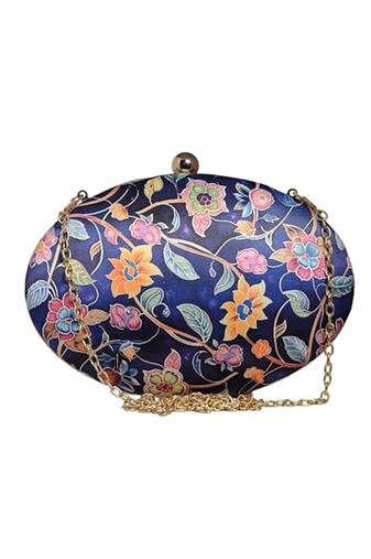 Printed box clutch for women with detachable strap