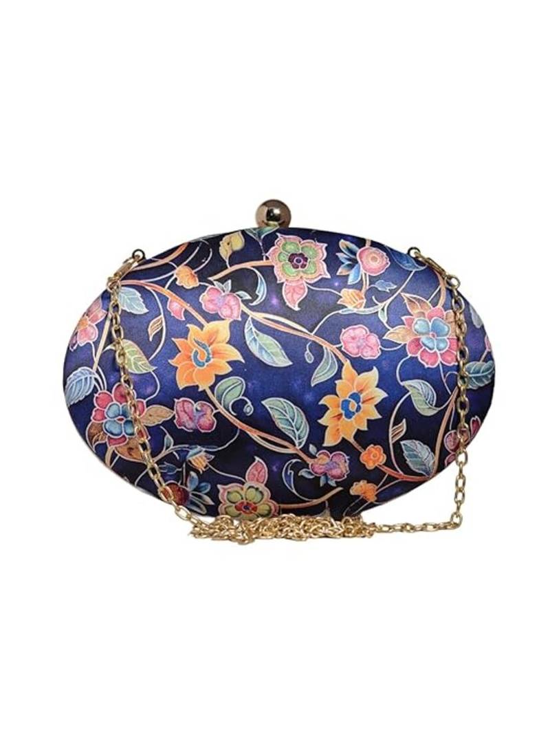 Printed box clutch for women with detachable strap