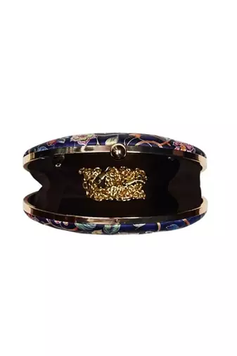 Printed box clutch for women with detachable strap