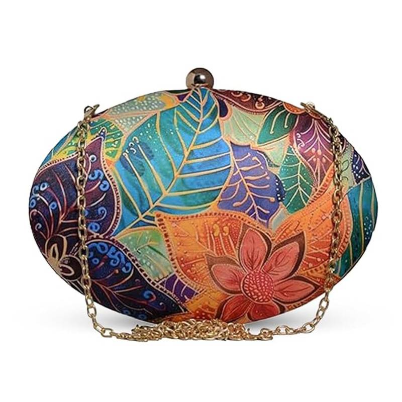 Batik printed box clutch for women with detachable strap