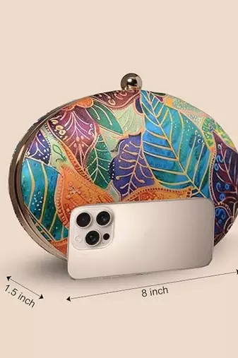 Batik printed box clutch for women with detachable strap